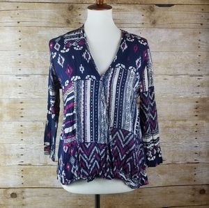 Lucky Brand Shirt Womens Blouse Top Cotton Boho